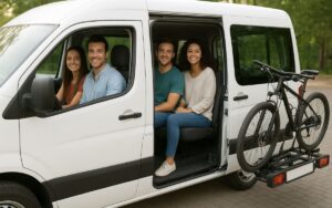 furgo con gente y bicis